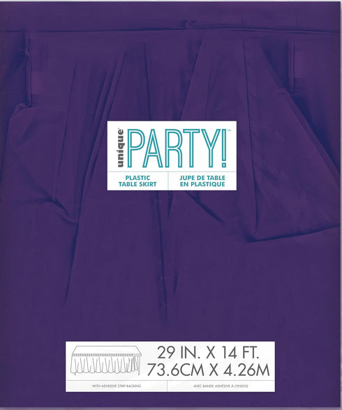 Unique Industries Plastic Table Skirt, Purple, 29" x 14"