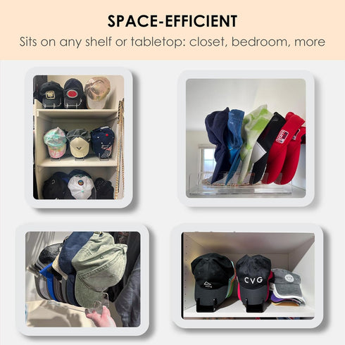 HAYVAN Hat Organizer for Baseball Caps, 2 PCS No Install Acrylic Holder for 14 Caps (White)