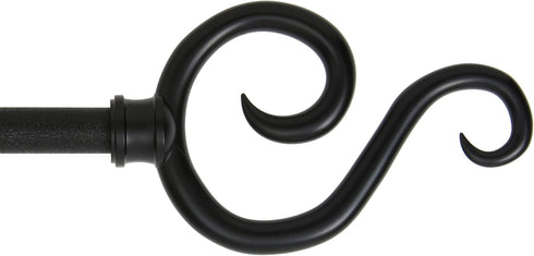 Kenney KN65275 Large Plastic Scroll End Window Curtain Rod, 86-120" Adjustable, Black