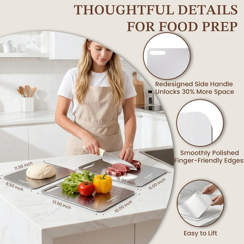 2026 15"L 11"W Titanium Cutting Board for Kitchen - New Upgraded x Pure Titanium Double-sided Cutting Boards, Hygiene
