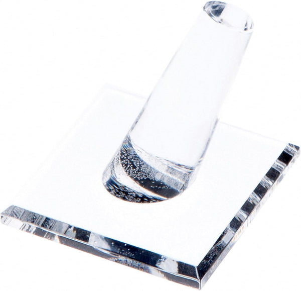 Plymor Clear Acrylic Ring Finger Display, Single on Square Base, 2" W x 2" D x 1.75" H
