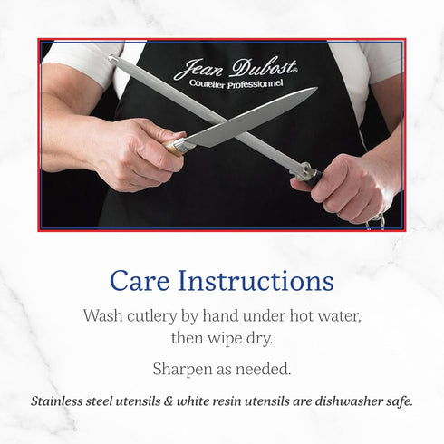 Jean Dubost Laguiole 3-Piece Cheese Knife Set - Black Handles, Rust-Resistant Stainless Steel, Includes Wooden Tray,
