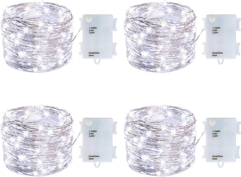 4 Pack Battery Operated Dewdrop LED Lights, Indoor Mini Fairy Lights with Timer, 30 Count LEDs, 10 Feet