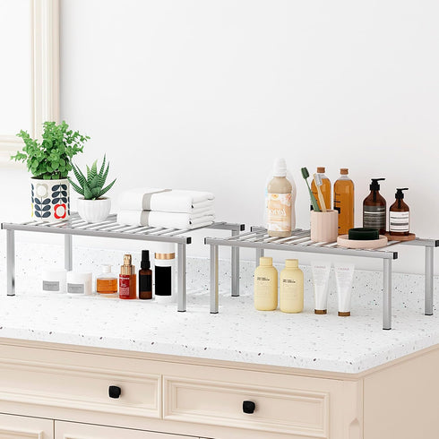 Set 4 Counter STORAGE MANIAC of Expandable Kitchen Cabinet Organizer Shelf Kitchen Shelves Spice Rack Kitchens Storage