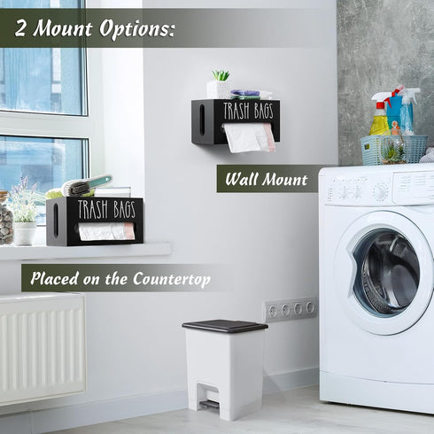 4-8-gallon Countertop, DRASTAR Trash Bag Dispenser, Trash Bag Holder Wall Mount, Wooden Trash Bag Holder for Trash Bags