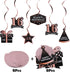 LINGTEER Happy 16th Birthday Decorations - 12 Pcs Black & Rose Gold Foil Swirls Streamer Set for Bday Party