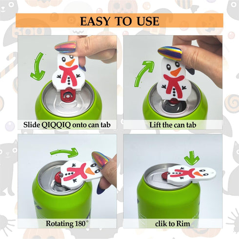 1Pc Soda Can Opener and Cover,Easy Soda Tab Opener with Stylish Drink Protectors for Long Nails,Reusable Beverage