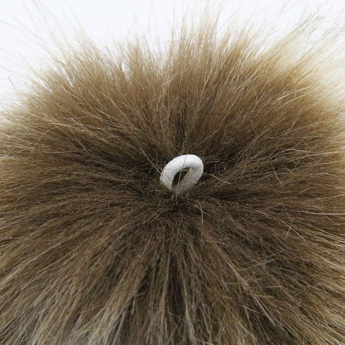 Faux Fur Pom Pom with Elastic Loop DIY, 12pcs Fluffy Pompom Ball for Knitted Accessories (Brown)