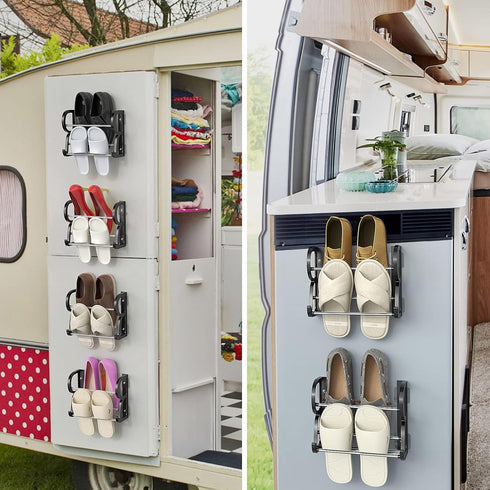 4 Pack Wall Mounted Shoes Rack Wall Shoe Holder Hanging Shoe Organizer Door Hanging Shoe Storage with Sticky Mounts