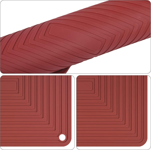 Silicone Trivets for Hot Dishes, Set of 2 Black Heat Resistant Mats for Kitchen, Silicone Pot Holders for Pots & Pans