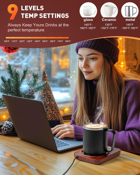 kaoer 15oz 36W 9 Setting Mug Warmer, Cup Warmer for Desk with Coffee Mug, Electric Coffee Cup Warmer with Auto Shut