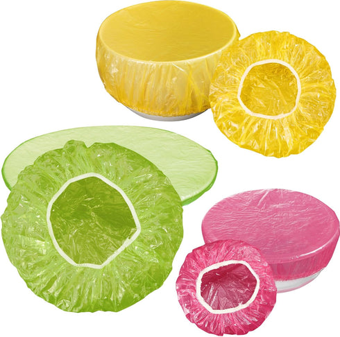120 Pieces Reusable Elastic Food Bowl Storage Covers - Colorful Plastic for Outdoor Picnic