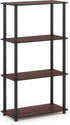 Furinno Turn-N-Tube 4-Tier Multipurpose Shelf Display Rack, Dark Cherry/Black Round Tubes