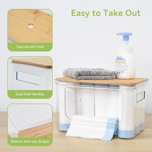 3 Pack OTraki Trash Bag Holder Dispenser with Lid Plastic Garbage Bag Dispenser Stackable & Wall-mounted, Trash Bags