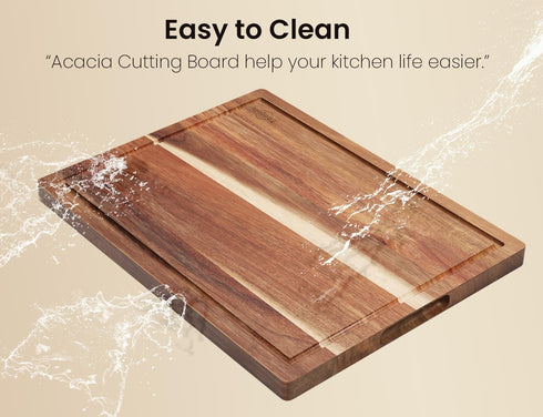 Kitchen(Set 3),Wooden Set Fibogollo Acacia Wood Cutting Boards for of Chopping Boards with Juice Groove, Large Serving