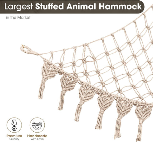 Hammock 100% Abby Baby Extra Large Stuffed Animal with LED Lights Natural Cotton Macrame Toy Storage Net for Plushies