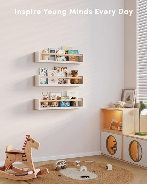G&W Gruwald Set 3, Nursery Book Shelves, of Wall Bookshelf, Book Shelf for Kids Rooms, Wall Book Shelves for Bedroom