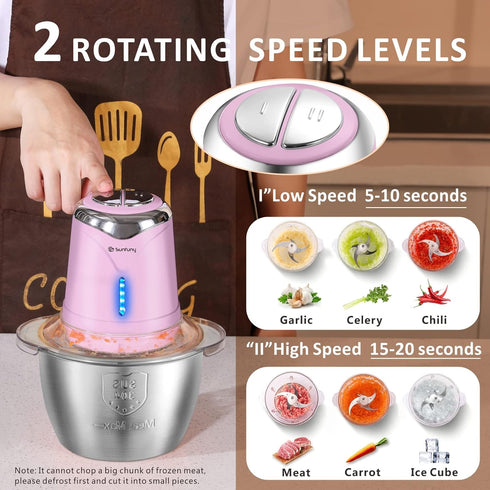 Cordless Food Processor - 5 Cup Electric Meat Garlic Chopper with USB Rechargeable, BPA-free Baby Food Processor (Pink)
