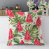 Mugod Slices of Watermelon Throw Pillow, Exotic Tropical Fruit Leaves Seed Red Green Cotton Linen Square Cushion Cover