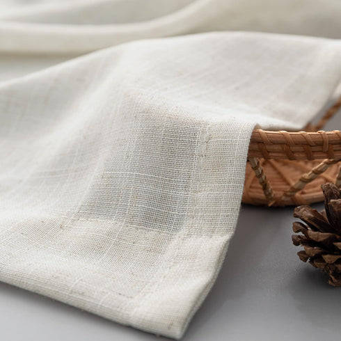 96 Inches 2 Set 8 42x96 Back Tab Cream Linen Curtains Long Panels for Living Room Patio Sliding Door Pocket Ivory Sheer