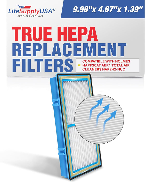 LifeSupplyUSA True HEPA Filter Replacement for Holmes HAPF30AT Aer1 Air Purifier