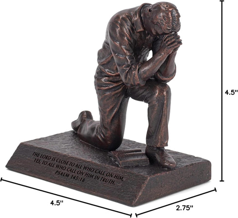 Lighthouse Christian Products Praying Man Seeking God Bronzelike Finish 4.5 x 2.75 Cast Stone Sculpture