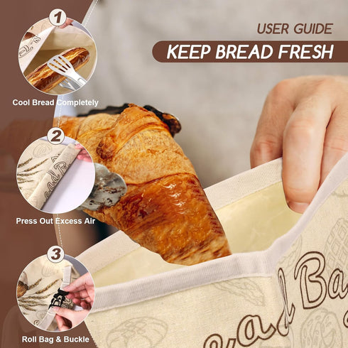 2 Pack 17x13 Inch, Beeswax Bread Bags for Sourdough, Reusable Bread Bag for Storage XL Large Linen Bags for Homemade
