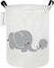 QUEENLALA Large Storage Basket, Collapsible Round Laundry Hamper, Boys and Girls Hamper with Parent-child Elephant
