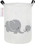 QUEENLALA Large Storage Basket, Collapsible Round Laundry Hamper, Boys and Girls Hamper with Parent-child Elephant