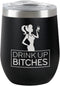 Chris's Stuff 12 oz Wine Tumbler - Iced Coffee Mug with Splash-Proof Lid, Stainless Steel, Black Quote