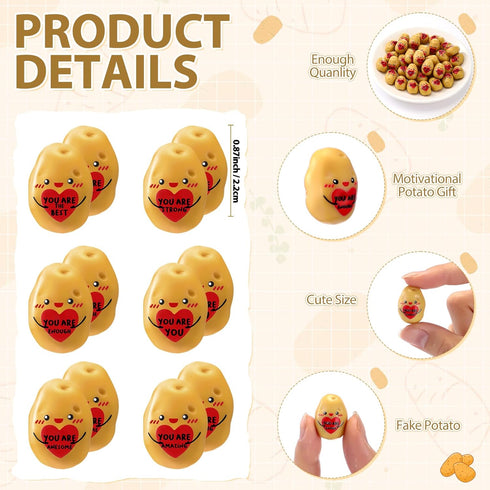 Briwooody 60 Pcs Employee Potato Inspirational Resin Potato with Hug Realistic Affirmative Potatoes Tiny Potatoes Mini
