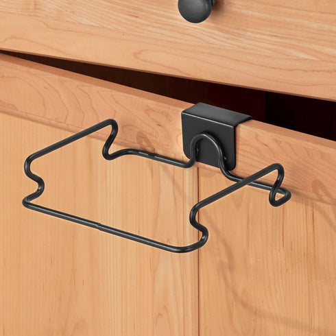 mDesign Over the Cabinet Metal Wire Small Garbage Container, Trash Bag Holder Rack for Kitchen, Pantry, Bathroom