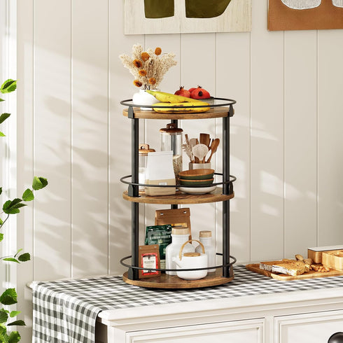 3-Tier Countertop, SR23BR YATINEY Lazy Susan Organizer, Rotating Spice Rack, Spinning Organizer, Industrial Turntable