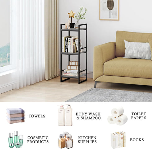 3 BYFU Tier Bathroom Storage Open Shelf, Freestanding Metal Corner Storage Rack Shelving Unit for Bathroom Kitchen