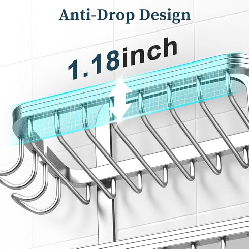 3 4 Tier Soap Bar Holder for Shower, Aluminum Wall Mounted Rustproof Soap Holder with Hooks and Razor Holder, Shower