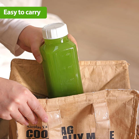 6 Pack 16 Oz CUCUMI Glass Milk Bottles with Lids, Glass Juice Bottles with Scale & Silicone Pour Spout, Reusable Juice