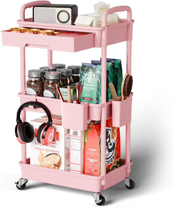 Sorgion 3 Tier Rolling Cart Organizer,Laundry Room Bathroom Organizers and Storage Office Shelves