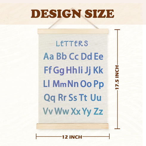 1 20 12x16 Set 2Blue Supwhd Classroom Wall Decor, Numbers and Alphabet Educational Wall Art Poster, Alphabet ABC