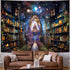 Heynvioo Mysterious Bookshelf Tapestry Galaxy Space Library Tapestry Fantasy Landscape Vintage Aesthetic Tapestries