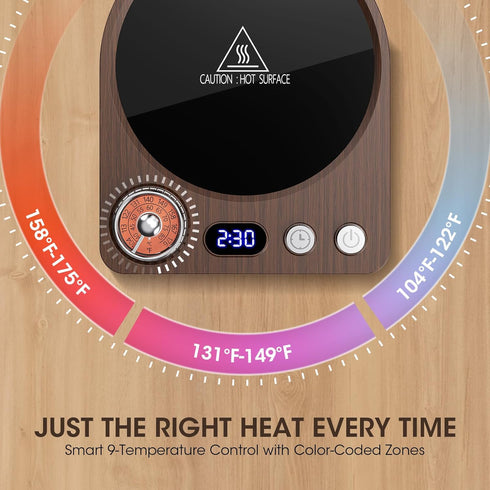 36W 9 Settings 0.5-9H MQFORU Retro Coffee Mug Warmer, Fast Heating with Temp & Timer, Auto Shut-Off & Memory Function