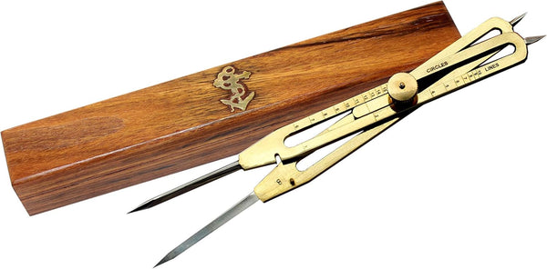 Solid Brass Proportional Divider, 9 inch with Nice Hardwood Box