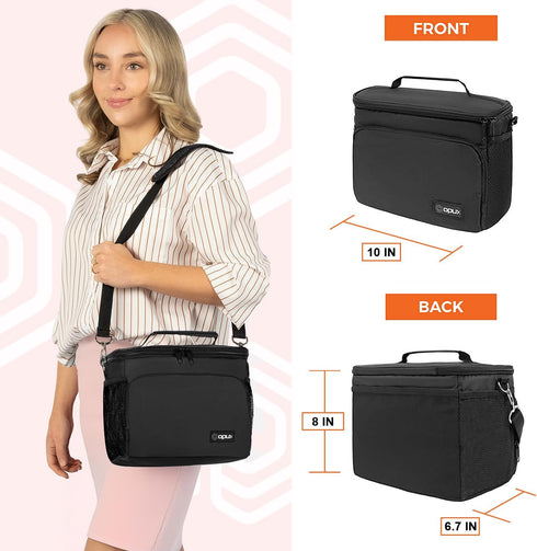 opux Insulated Lunch Bag for Men Women, Soft Lunch Box for Office, School, Picnic, Leakproof Cooler Bag (Black)