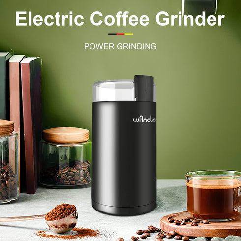 Wancle Electric Coffee Grinder, Quiet Spice Grinder, One Touch Mill for Beans, Spices, with Clean Brush Black