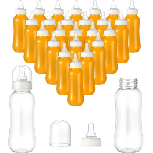 Norme Baby Shower Bottles 9.5 oz Plastic Bulk Baby Bottles for Shower Decorations (White, 24 Pcs)
