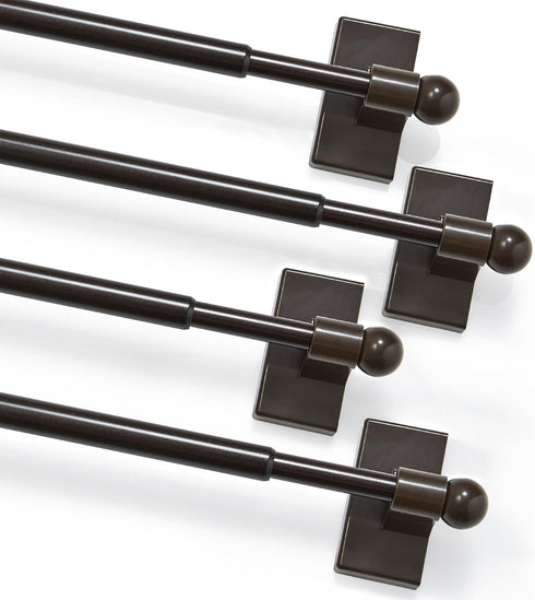 Deconovo Magnetic Curtain Rod for Door Curtain - 9-16" Inch, 4 Pack, No Drilling Required, Coco Color