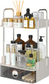 Bathroom Counter Organizer, 2 Tiered Countertop with Drawer for Makeup and Skincare Storage, Desktop, Bathroom (White)