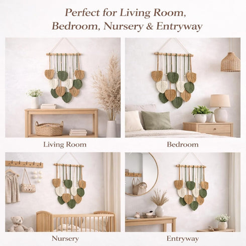 15.7x36 Inch TUDRUKU Macrame Wall Hanging Nursery Decor Leaves Woven Tapestry Feather Handmade Yarn Tassels Boho Wall