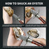 Oyster Shucker, 2 Set Oyster Shucking Knife Tool Kit, Stainless Steel Knives with Wooden Handle and Gloves for Clam