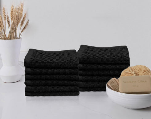 Set 12 12x12 inches COTTON CRAFT Euro Spa Waffle Wash Cloth - of Luxury Pure Ringspun Cotton Waffle Weave Bathroom Face