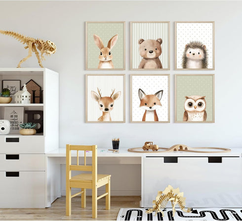 Tanmart 8x10x6 Inch Woodland Animal Nursery Wall Art Decor Baby Kids Canvas Poster Safari Animal Wall Decor Jungle